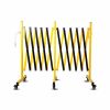 Metal Expandable Barricade, 17FT Traffic Barricade with Casters, Retractable Security Gate, Portable Driveway Gate Outdoor Barricade Fence