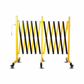 Metal Expandable Barricade, 17FT Traffic Barricade with Casters, Retractable Security Gate, Portable Driveway Gate Outdoor Barricade Fence
