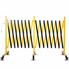 Metal Expandable Barricade, 23FT Traffic Barricade with Casters, Retractable Security Gate, Portable Driveway Gate Outdoor Barricade Fence for Constru
