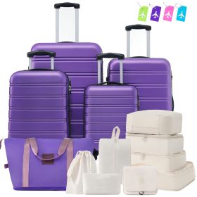 Hardshell Luggage Sets 4 pcs + Bag Spinner Suitcase with TSA Lock Lightweight-16"+20"+24"+28" Luggages - as Pic