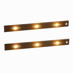 2Pack Rechargeable Cabinet Light Motion Sensor Light Cordless LED Closet Lamp 3 Colors Dimmable Light for Kitchen Cabinet - 40CM - Black