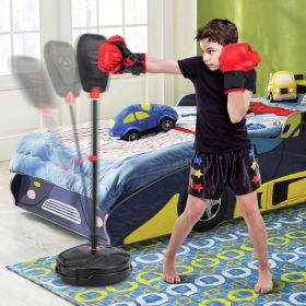 Inflation-Free Boxing set with Punching Bag and Boxing Gloves Quick Rebound Design for 5+ Years Old Kids - Black