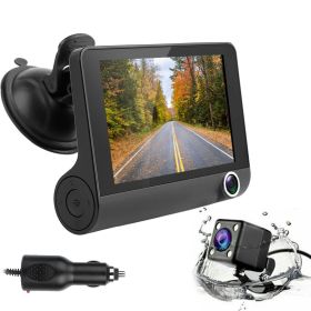 FHD 1080P Touch Screen Car DVR Dash Camera 4In 3 Lens Vehicle Driving Recorder Seamless Loop Recording - Black_10m