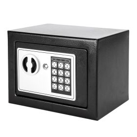 17E Home Use Electronic Password Steel Plate Safe Box Black - As Picture