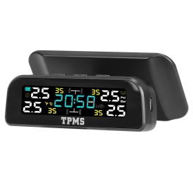 Wireless Solar Car Tire Pressure Monitoring System Auto Tire Pressure Monitor with Built-in Sensors Temperature Alarm for Car SUV Sedan RV - Inside