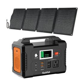 200W Portable Power Station;  FlashFish 40800mAh Solar Generator with 60W 18V ETFE Portable Solar Panel;  Flashfish Foldable Solar Charger - E200+YSP6