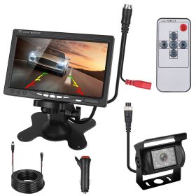 7In Screen Backup Camera System Vehicle Rear View Monitor Kit IP67 Waterproof Car Parking Reverse System with Night Vision for Car Trunk Van SUV - Wit