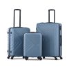 3 Piece Luggage Sets ABS Lightweight Suitcase with Two Hooks;  Spinner Wheels;  TSA Lock;  (20/24/28) - Blue
