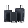 3 Piece Luggage Sets ABS Lightweight Suitcase with Two Hooks;  Spinner Wheels;  TSA Lock;  (20/24/28) - Black