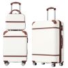 Hardshell Luggage Sets 3 Pieces 20"+24" Luggages and Cosmetic Case Spinner Suitcase with TSA Lock Lightweight,White - as Pic