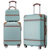 Hardshell Luggage Sets 3 Pieces 20"+24" Luggages and Cosmetic Case Spinner Suitcase with TSA Lock Lightweight,Green - as Pic