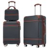 Hardshell Luggage Sets 3 Pieces 20"+24" Luggages and Cosmetic Case Spinner Suitcase with TSA Lock Lightweight,Black - as Pic