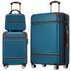 Hardshell Luggage Sets 3 Pieces 20"+28" Luggages and Cosmetic Case Spinner Suitcase with TSA Lock Lightweight,Blue - as Pic