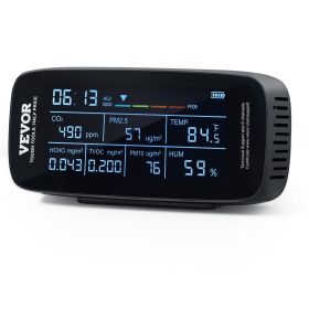 VEVOR Air Quality Monitor 9-IN-1, CO2, Temperature, Humidity, Formaldehyde TVOC AQI Tester, Professional PM2.5 PM10 PM1.0 Particle Counter for Indoor/