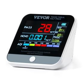 VEVOR Mini Air Quality Monitor 8-IN-1, Professional PM2.5 PM10 PM1.0 Particle Counter, Formaldehyde, Temperature, Humidity, TVOC AQI Tester for Indoor