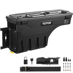 VEVOR Truck Bed Storage Box, Lockable Lid, Waterproof ABS Wheel Well Tool Box 6.6 Gal/20 L with Password Padlock, Compatible with Tundra 2007-2021, Dr