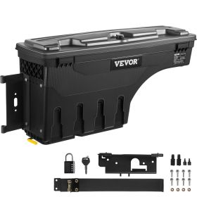 VEVOR Truck Bed Storage Box, Lockable Lid, Waterproof ABS Wheel Well Tool Box 6.6 Gal/20 L with Password Padlock, Compatible with Dodge Ram 1500 2019-