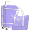 Hardshell Luggage Sets with Bags Lightweight Suitcase Double Spinner Wheels with TSA Lock ,Single Vintage Luggage 28 IN,Purple - as Pic
