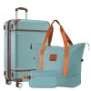 Hardshell Luggage Sets with Bags Lightweight Suitcase Double Spinner Wheels with TSA Lock ,Single Vintage Luggage 24 IN,Green - as Pic