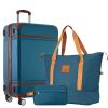 Hardshell Luggage Sets with Bags Lightweight Suitcase Double Spinner Wheels with TSA Lock ,Single Vintage Luggage 24 IN,Blue - as Pic