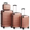 Luggage Sets ABS+PC Hardshell 4pcs Luggage Hardside Lightweight Durable Suitcase sets Spinner Wheels Suitcase with TSA Lock (12/20/24/28),ROSE GOLD -