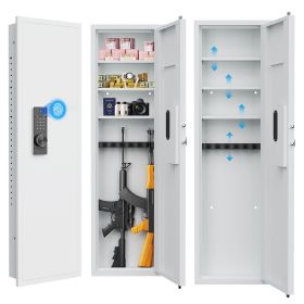 53" Fingerprint Touch Panel In-Wall Safe,Hidden Wall Gun Safe for Rifles with Adjustable Shelves,Assembled Storage Multifunctional Wall Safe for Firea