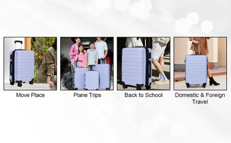luggage sets 3 piece,carry-on luggage with wheels,check in luggage,28/24/20 inch luggage,tsa approved lock,hardshell suitcase,Blue Purple - as Pic