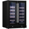 VEVOR 24" Wine and Beverage Refrigerator, 78 Cans and 20 Bottles Dual Zone Tempered Glass Door, Digital Temper Control, Blue LED Light, Child Lock, Bu