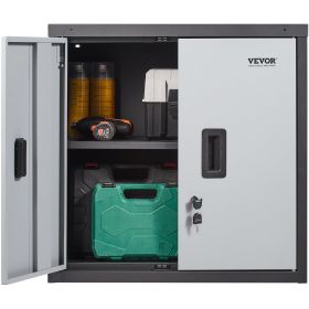 VEVOR Foldable Wall Cabinet, Metal Garage Cabinet Wall Mounted 26' Small Cabinet 240 LBS Loading Capacity Adjustable Shelf Magnetic Door File Locker f