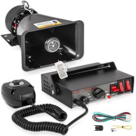 VEVOR 200W Car Warning Alarm Vehicle 7 Sound Loud Warning Alarm Kit MIC System Emergency Fire Siren PA Speaker - 7 Channels