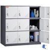 VEVOR Metal Locker for Employees, 9 Doors Storage Cabinet with Card Slot, Gray Steel Employee Lockers with Keys, 66lbs Loading Capacity office Storage