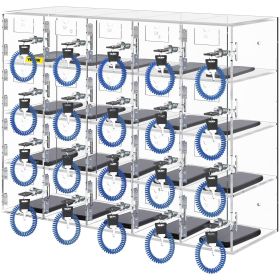 VEVOR Cell Phone Storage Locker, 20 Slots Acrylic Material with Door Locks and Keys, Wall-Mounted Cabinet Pocket Office Classroom Gym Box, Clear - 5x4