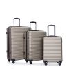 3 Piece Luggage Sets ABS Lightweight Suitcase with Two Hooks, Spinner Wheels, TSA Lock, (20/24/28) GOLD - as picture