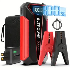 20000mAh Car Battery Jump Starter with Dual USB Quick Charge and LED Light Red - Red