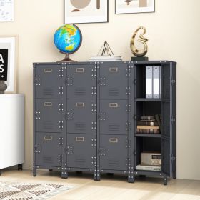 Metal Storage Locker with 3 Lockable Doors and Adjustable Feet - as show