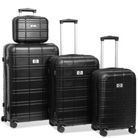 Luggage Sets ABS+PC Hardshell 4pcs Luggage Hardside Lightweight Durable Suitcase sets Spinner Wheels Suitcase with TSA Lock (12/20/24/28),black - as p