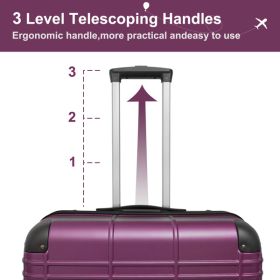 Luggage Sets ABS+PC Hardshell 4pcs Luggage Hardside Lightweight Durable Suitcase sets Spinner Wheels Suitcase with TSA Lock (12/20/24/28),Purple - as