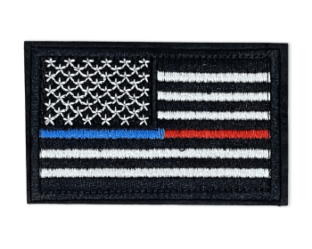 Tactical USA Flag Patch with Detachable Backing - Red Blue Line