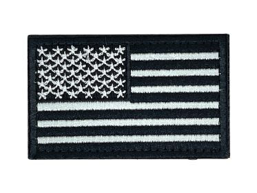 Tactical USA Flag Patch with Detachable Backing - Black & White