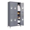 6 Door 72"H Metal Lockers With Lock for Employees,Storage Locker Cabinet for Home Gym Office School Garage,Gray - as Pic
