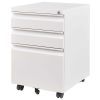 3 Drawer Mobile File Cabinet with Lock,Metal Filing Cabinets for Home Office Organizer Letters/Legal/A4,Fully Assembled,White - as Pic