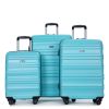 Expandable 3 Piece Luggage Sets PC Lightweight & Durable Suitcase with Two Hooks, Spinner Wheels, TSA Lock, (21/25/29) AQUA BLUE - as Pic