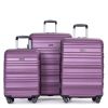 Expandable 3 Piece Luggage Sets PC Lightweight & Durable Suitcase with Two Hooks, Spinner Wheels, TSA Lock, (21/25/29) Dark Purple - as Pic