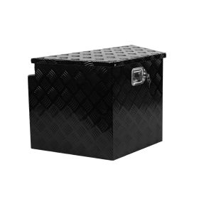 33 Inch Heavy Duty Diamond Plate Aluminum Trailer Tongue Box Pickup Truck Tool Box Storage Organizer with Weather Resistant Seal, Lock & Keys â€“ Blac