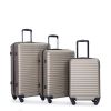 3 Piece Luggage Sets ABS Lightweight Suitcase with Two Hooks, Spinner Wheels, TSA Lock, (20/24/28) GOLD - as Pic