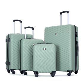 luggage 4-piece ABS lightweight suitcase with rotating wheels, 24 inch and 28 inch with TSA lock, (16/20/24/28) OLIVE GREEN - as Pic