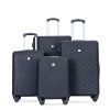 luggage 4-piece ABS lightweight suitcase with rotating wheels, 24 inch and 28 inch with TSA lock, (16/20/24/28) BLACK - as Pic