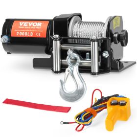 VEVOR Electric Winch ATV UTV 2000 lb Steel Cable IP 55 Waterproof Wired Control - Default