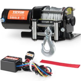VEVOR Electric Winch ATV UTV 3000 lb Steel Cable IP55 Waterproof Wired Control - Default