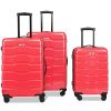 Luggage Sets ABS+PC Hardshell 3pcs Clearance Luggage Hardside Lightweight Durable Suitcase sets Spinner Wheels Suitcase with TSA Lock (20/24/28),Red -